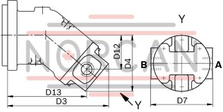 technical illustration-R902202055-Large variety of available nominal sizes allows exact adjustment to the application High power density Very high total efficiency High starting efficiency Working ports SAE flange or thread Optional with integrated pressure relief valve Optional with mounted addifitonal valve: counterbalance valve (BVD/BVE), flushing and boost-pressure valve Bent-axis design