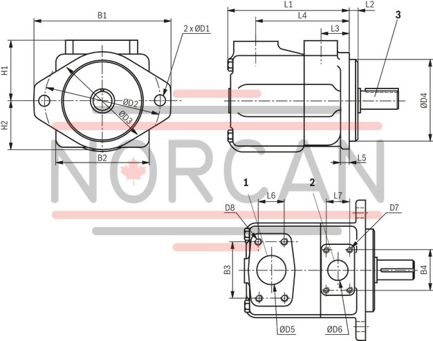 technical illustration-R987200987-Fixed displacement, size 68 cm³, pressure 175 bar, clockwise rotation, 600-1800 rpm, mounting flange SAE-B
