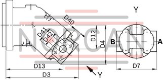 technical illustration-R902202055-Large variety of available nominal sizes allows exact adjustment to the application High power density Very high total efficiency High starting efficiency Working ports SAE flange or thread Optional with integrated pressure relief valve Optional with mounted addifitonal valve: counterbalance valve (BVD/BVE), flushing and boost-pressure valve Bent-axis design