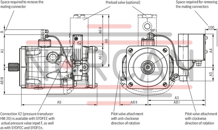technical illustration-R901135309-Pump A10VSO BR32 with analog OBE