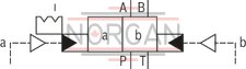 technical illustration-R978891904-Type of actuation: pneumatic-hydraulic For subplate mounting Porting pattern according to ISO&nbsp;4401 Subplates according to data sheets 45054 to 45060 (separate order) Spring centering, spring end position or hydraulic end position Optional auxiliary operating device Switching time adjustment, optional Preload valve in channel P of the main valve, optional Stroke setting at main spool, optional Stroke setting and/or end position control, optional Inductive position switch and proximity sensors (contactless)