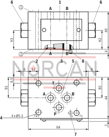 technical illustration-R901086090-Size 6, B1 &rarr; B2, mechanically actuated