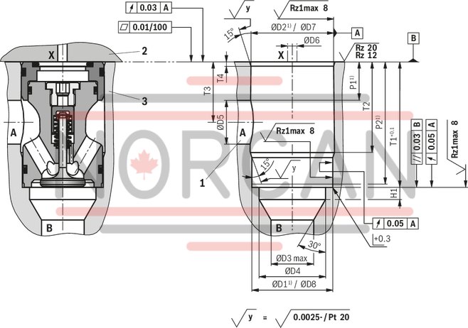 technical illustration-R901066620-Size 63, A &rarr; B, hydraulically actuated