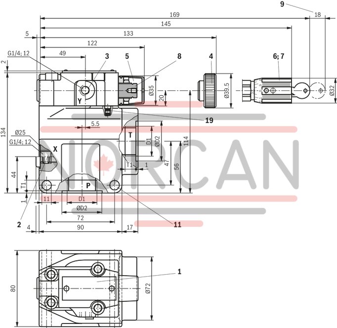 technical illustration-R978916728-Size 32, P → T, mechanical, 24 V DC