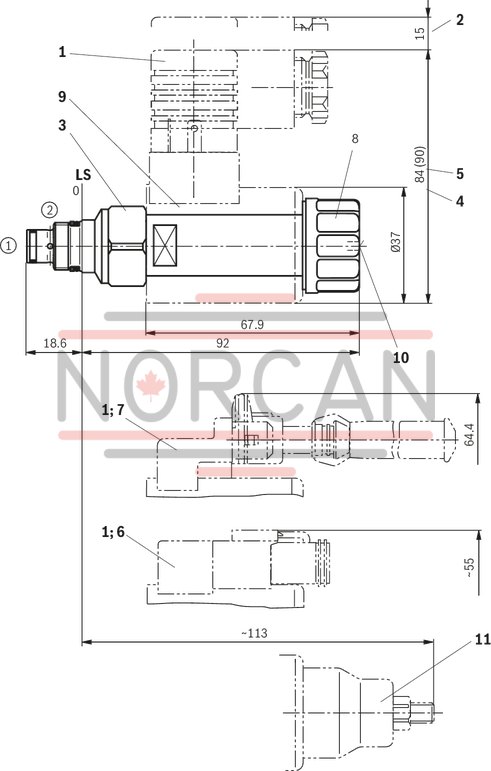 technical illustration-R901069975-Pilot control valve Mounting cavity&nbsp;R/T-8A Direct-controlled directional slide valve with solenoid actuation Flow possible in both directions Positive overlap prevents switching shocks Wet-pin DC solenoids Solenoid coil can be rotated With concealed manual override
