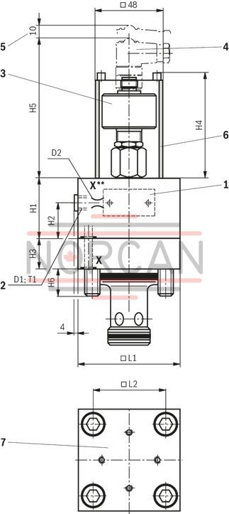 technical illustration-R901062878-Functional product design Modular set-up:&bull; Cartridge valve with various options&bull; Control cover in various variants for realization of selected functions&bull; Electric monitoring of the spool position Power and flow-optimized design:&bull; High flows&bull; Low pressure drops&bull; High switching velocities&bull; Low leakage oil flowsRobust design:&bull; High reliability&bull; Long life cycle Other features:&bull; Small installation size, low weight&bull; Easy to service
