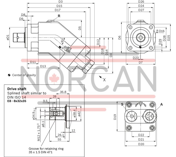 technical illustration-R902162394-A17FO, fixed displacement unit, open circuit, medium pressure, size: 63 cm&sup3;