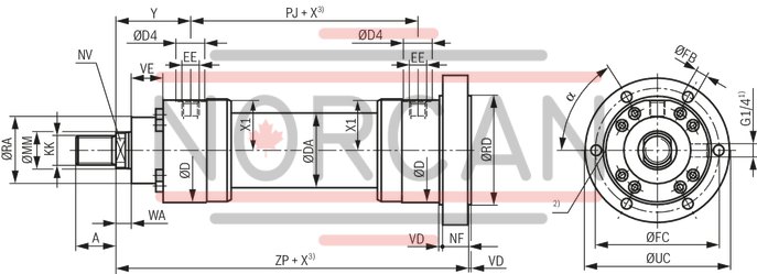 technical illustration-R900999011-Nominal pressure 250 bar, piston &Oslash; 40 ... 320 mm, piston rod &Oslash; 22 ... 220 mm, stroke length up to 6000 mm