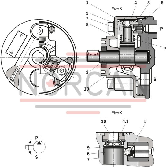 technical illustration-R900490630-Radial piston pump, size 1.0 ccm, pressure 450 bar for industrial applications, open circuit