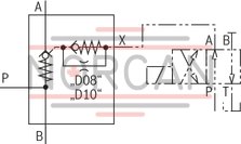 technical illustration-R900522343-Pilot operated check valve in sandwich plate design Directional valve set-up, optional High-pressure connection (NG32 &hellip; 160) Integrated throttle check valve (NG50, 63, 80 and 200)