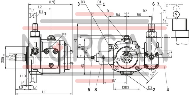 technical illustration-R900580382-Variable displacement pump, size 20 cm&sup3;, pressure 160 bar for industrial applications, open circuit