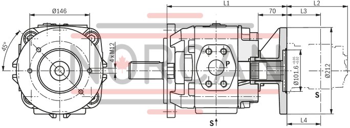 technical illustration-R901147112-Internal gear pump, size 32, pressure 350 bar for industrial applications, open circuit
