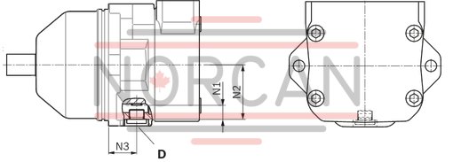 technical illustration-R902504508-Space-saving construction due to recessed mounting flange Approved for high speeds Long service life High power density Low operating noise Optional with integrated anti-cavitation valve, e.g. for fan drives Optional with speed sensor Swashplate design