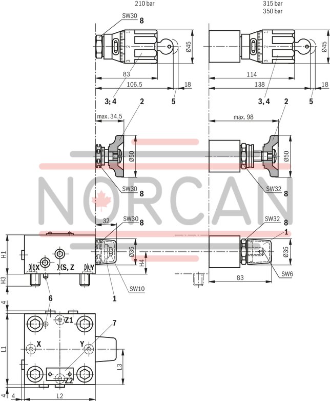 technical illustration-R901225859-Size 50, manual pressure adjustment for sequencing pressure