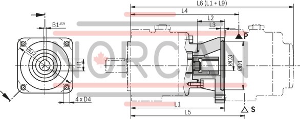 technical illustration-R900580382-Variable displacement pump, size 20 cm&sup3;, pressure 160 bar for industrial applications, open circuit