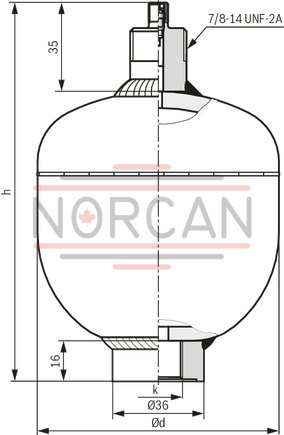 technical illustration-0531602501-Diaphragm accumulator size 0.7 liters, 180 bar for mobile and industrial applications