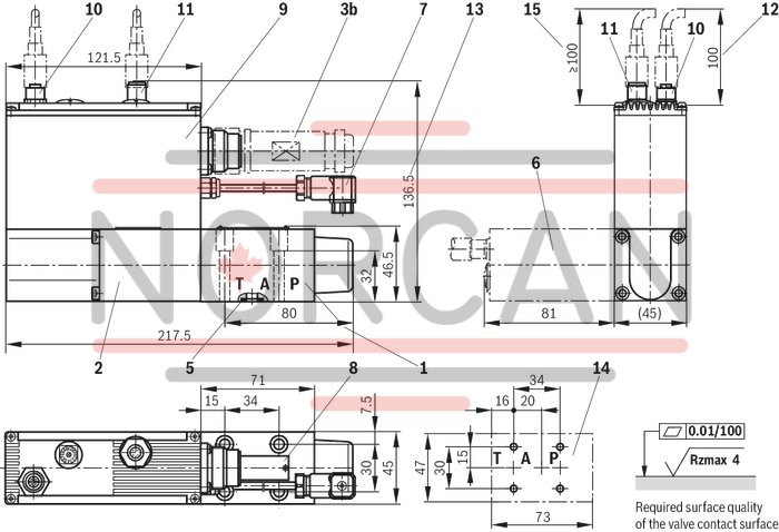 technical illustration-R901318756-Pilot valve for the pressure and flow control system SY(H)DFE. Operation through a proportional solenoid with electrical feedback Control electronics: VT-DFPn for Sytronix DFEn 5000 (SY(H)DFEn) &rarr; integrated, digital with CAN bus interface, for variable-speed operation