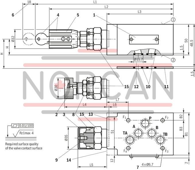technical illustration-R900409958-Size 10, symbol P - TA, with manual actuation