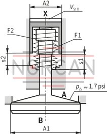 technical illustration-R901066620-Size 63, A &rarr; B, hydraulically actuated