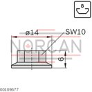 technical illustration-COLLAR NUT-Flange nut 8 mm slot M6