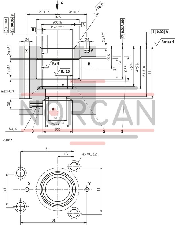 technical illustration-R900596961-For subplate mounting Porting pattern according to ISO&nbsp;5781 For threaded connection As cartridge valve 4 optional adjustment types:&bull; Rotary knob&bull; Sleeve with hexagon and protective cap&bull; Lockable rotary knob with scale&bull; Rotary knob with scale 5 pressure ratings Check valve, optional (subplate mounting only)