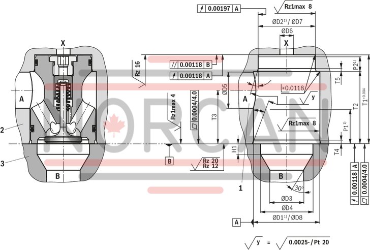 technical illustration-R901066620-Size 63, A &rarr; B, hydraulically actuated