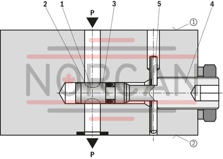 technical illustration-R901268164-Sandwich plate valve Porting pattern according to ISO&nbsp;4401-03-02-0-05 (with locating hole) For flow limitation Adjustment type: Spindle with hexagon socket