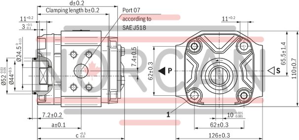 technical illustration-R900245715-INTERNAL GEAR PUMP, size 6, pressure 250 bar for industrial and mobile applications, open circuit