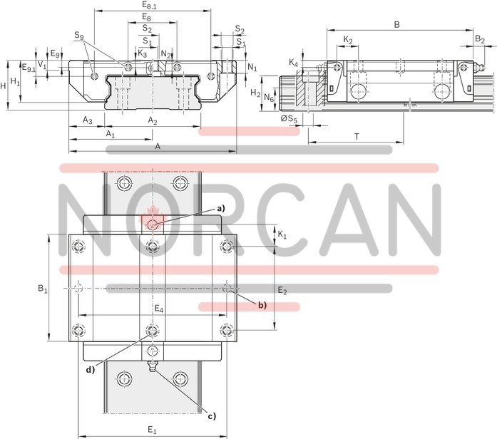 technical illustration-r167121420-Ball runner block, BNS, size 25, steel CS, accuracy standard, low preload, without ball chain