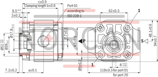 technical illustration-R900245715-INTERNAL GEAR PUMP, size 6, pressure 250 bar for industrial and mobile applications, open circuit