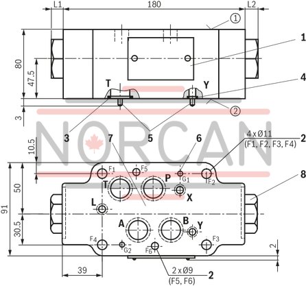 technical illustration-R900412459-Size 16, A1 → A2, B1 → B2, mechanically actuated