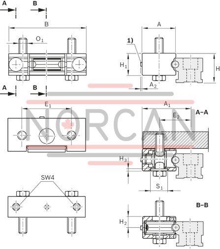 technical illustration-R190313210-The cam roller single bearing is characterized by the following product features: Format SKS, size 32, aluminum, accuracy economic, load class FN