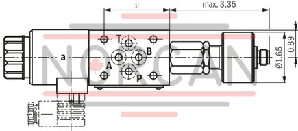 technical illustration-R900945999-Direct-controlled directional slide valve with solenoid actuation Sandwich plate valve As stop straight-through valve or stop straight-through short circuit valve Porting pattern according to DIN&nbsp;24340 form&nbsp;A (without locating hole), (standard) Porting pattern according to ISO&nbsp;4401-03-02-0-05 (with locating hole) Wet-pin AC or DC solenoids Manual override, optional