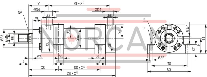 technical illustration-R900999011-Nominal pressure 250 bar, piston &Oslash; 40 ... 320 mm, piston rod &Oslash; 22 ... 220 mm, stroke length up to 6000 mm