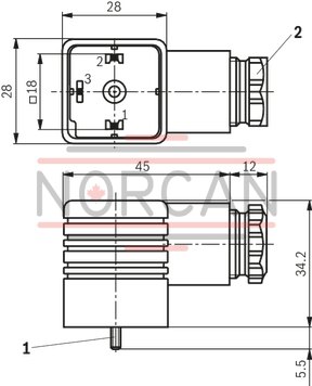 technical illustration-R900004823-Mating connector, 3-pole (2 + PE) EN 175301-803