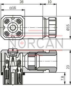 technical illustration-R900023126-Mating connector, connector 3-pole (2 + PE)