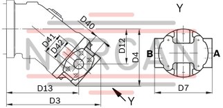 technical illustration-R902137697-Large variety of available nominal sizes allows exact adjustment to the application High power density Very high total efficiency High starting efficiency Working ports SAE flange or thread Optional with integrated pressure relief valve Optional with mounted addifitonal valve: counterbalance valve (BVD/BVE), flushing and boost-pressure valve Bent-axis design