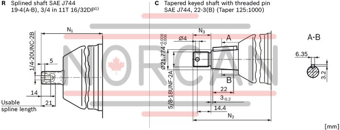 technical illustration-R902504508-Space-saving construction due to recessed mounting flange Approved for high speeds Long service life High power density Low operating noise Optional with integrated anti-cavitation valve, e.g. for fan drives Optional with speed sensor Swashplate design