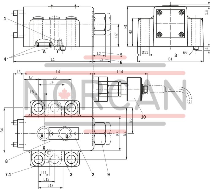 technical illustration-R900587557-Size 20, A → B, hydraulically actuated