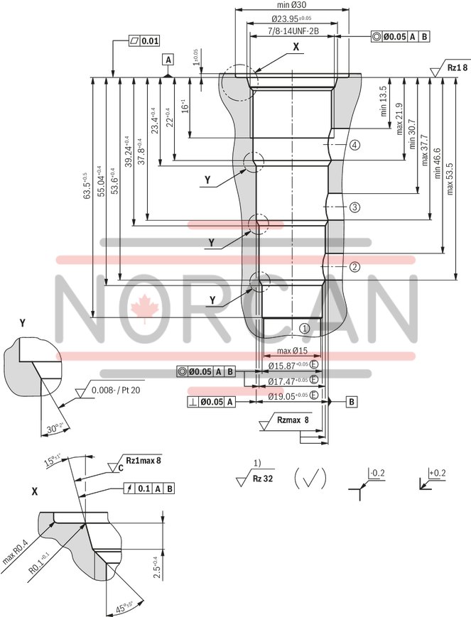 technical illustration-R901237594-Mounting cavity R/UNF10-04-0-06 Wet-pin DC solenoids Solenoid coil can be rotated Optional auxiliary operating device