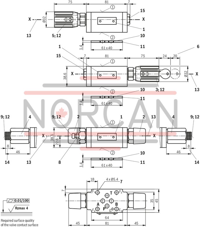 technical illustration-R900481623-Size 6, A1 &rarr; A2, B1 &rarr; B2 or A2 &rarr; A1, B2 &rarr; B1, mechanically actuated