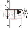 technical illustration-R900353051-For flange connection For subplate mounting 3 adjustment elements for pressure adjustment, optional:<br>
&bull; Sleeve with hexagon and protective cap<br>
&bull; Rotary knob<br>
&bull; Lockable rotary knob Solenoid-actuated unloading via a built-on directional valve Pilot oil return, internal or external Remote control port, optional Main spool insert optionally as seat spool or as sliding spool design