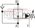 technical illustration-R900596961-For subplate mounting Porting pattern according to ISO&nbsp;5781 For threaded connection As cartridge valve 4 optional adjustment types:&bull; Rotary knob&bull; Sleeve with hexagon and protective cap&bull; Lockable rotary knob with scale&bull; Rotary knob with scale 5 pressure ratings Check valve, optional (subplate mounting only)