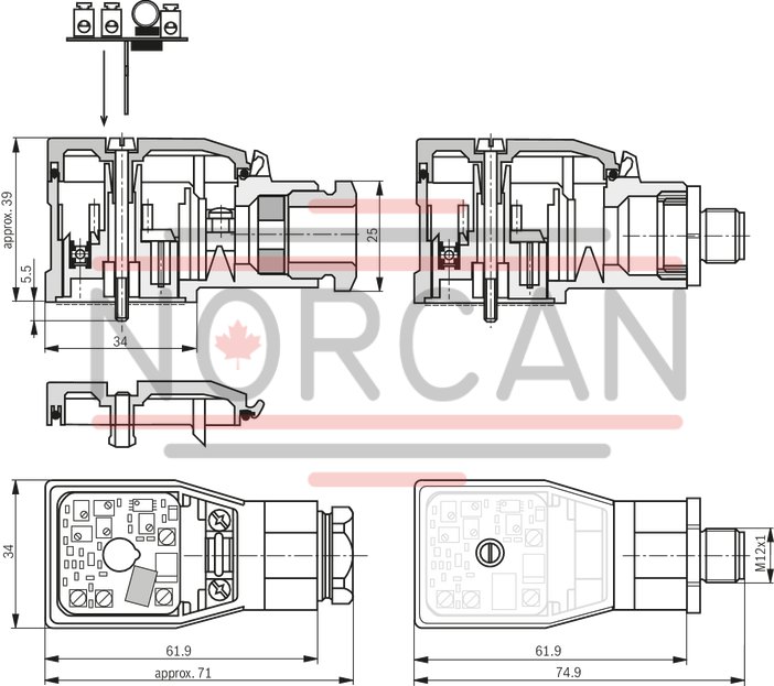 technical illustration-R901005414-Valve amplifier for proportional valves with 1 solenoid without position feedback