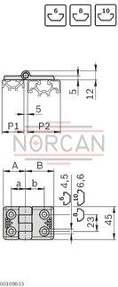 technical illustration-3842544531-Hinge, aluminum P1=45 P2=45