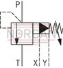 technical illustration-R900353051-For flange connection For subplate mounting 3 adjustment elements for pressure adjustment, optional:<br>
&bull; Sleeve with hexagon and protective cap<br>
&bull; Rotary knob<br>
&bull; Lockable rotary knob Solenoid-actuated unloading via a built-on directional valve Pilot oil return, internal or external Remote control port, optional Main spool insert optionally as seat spool or as sliding spool design
