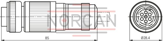 technical illustration-R900223890-Mating connector, connector 7-pole (6 + PE) EN 175301-804
