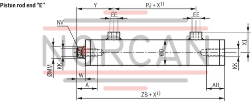 technical illustration-R407999222-Nominal pressure 160 ... 250 bar, piston &Oslash; 25 ... 200 mm, piston rod &Oslash; 14 ... 125 mm, stroke length up to 3000 mm