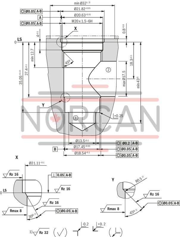 technical illustration-R901151294-2/2 directional poppet valve, direct operated with solenoid actuation