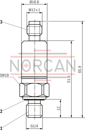 technical illustration-R901466599-Pressure transducer with analog output 4 … 20 mA, pressure range 0 … 315 bar, connector 4-pole M12x1 A-coded, throttle element